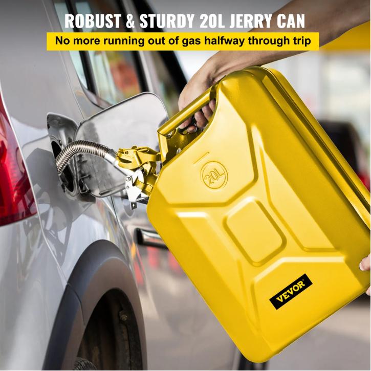 VEVOR Jerry Fuel Can, 5.3 Gallon   20 L Portable Jerry Gas Can, Yellow - Bottles, Organiser