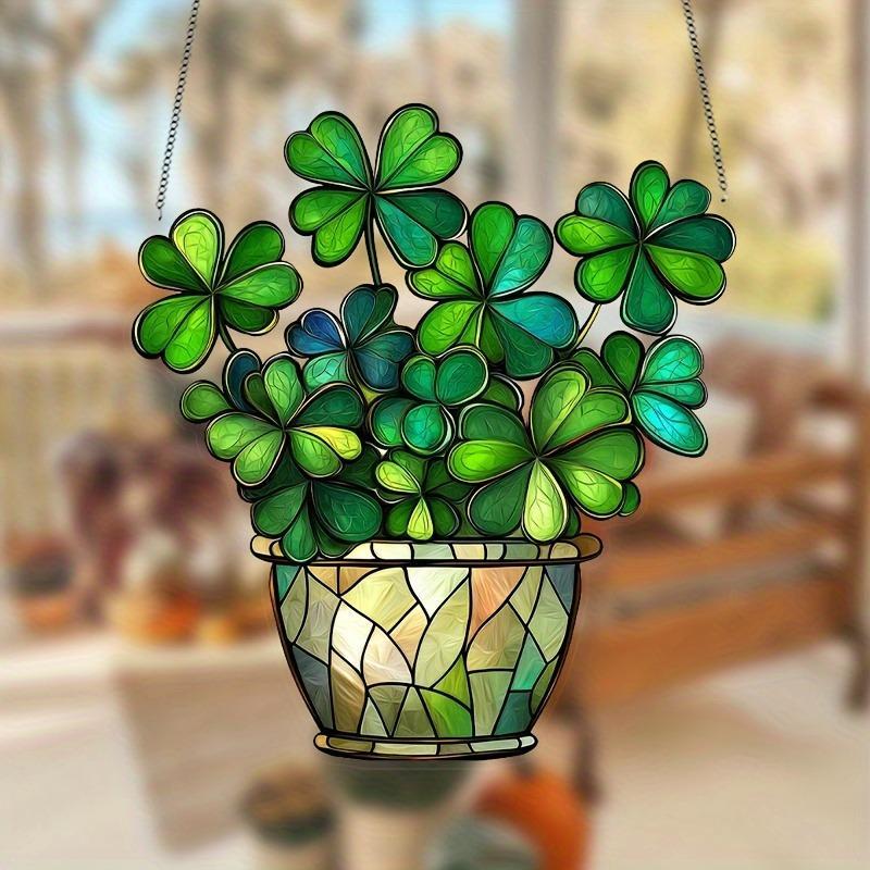 Four-leaf Clover Design Sun Catcher, 1 Count Acrylic Window Hanging Decor, Colorful Glass Style Home Office Light Catcher, Ideal Gift