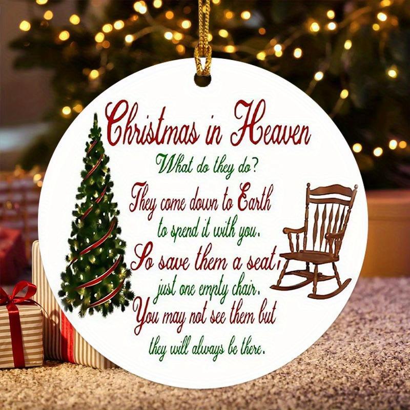 Christmas in Heaven Themed Round Ornament, 1 Count Single-sided Acrylic Memorial Ornament, Festive Decorations, Christmas Tree Decorations, Home Decor