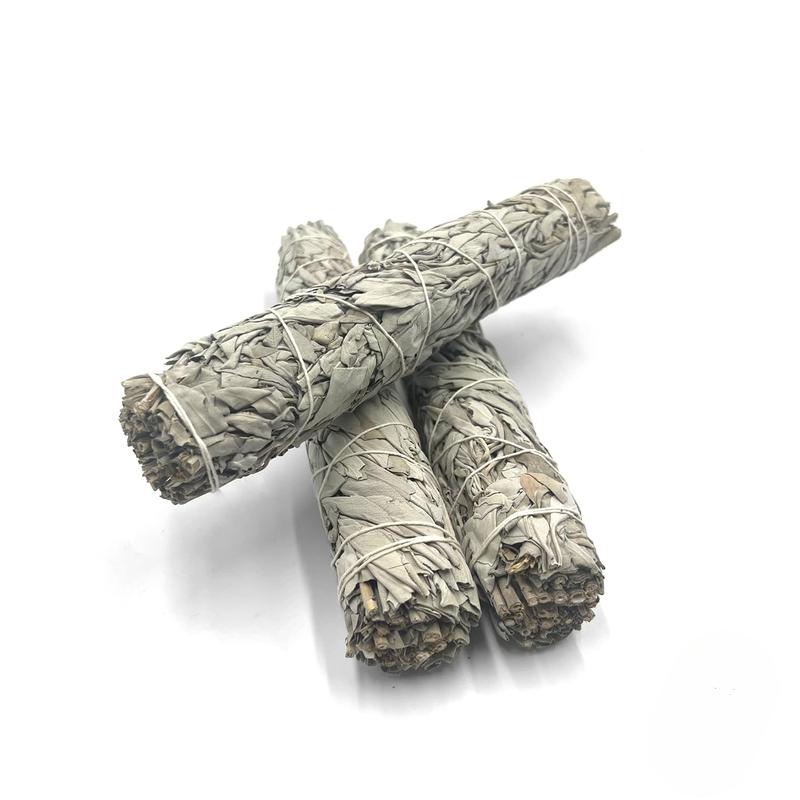 (Pack of 5) Premium 4 Inches Long California White Sage. 5 Bundles Smudging Kit For Home Cleansing, Meditation. Scent Scented Bowl Hand