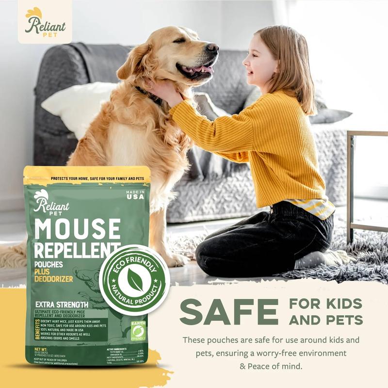 Reliant Pet - Mouse Repellent Pouches - 12 Pack - Made With Peppermint - Pet Safe