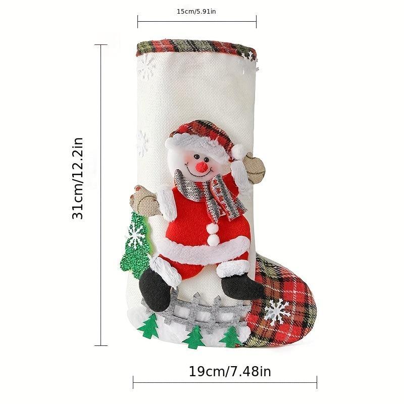 Christmas Themed Fabric Hanging Ornament, 1 4 Counts Cute Cartoon Christmas Stockings Hanging Decoration, Hanging Ornament for Home Party Festival, Home Decor