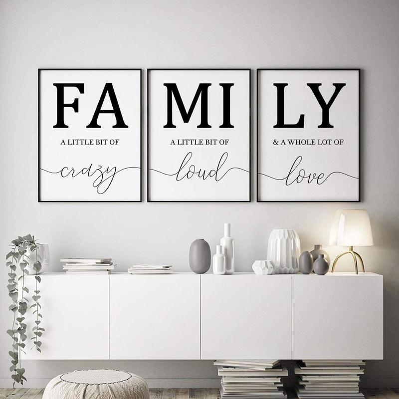 Family Quotes Unframed Canvas Poster, 3 Counts Modern Minimalist Wall Art, Waterproof Canvas Wall Art for Home Living Room Bedroom Office Decor