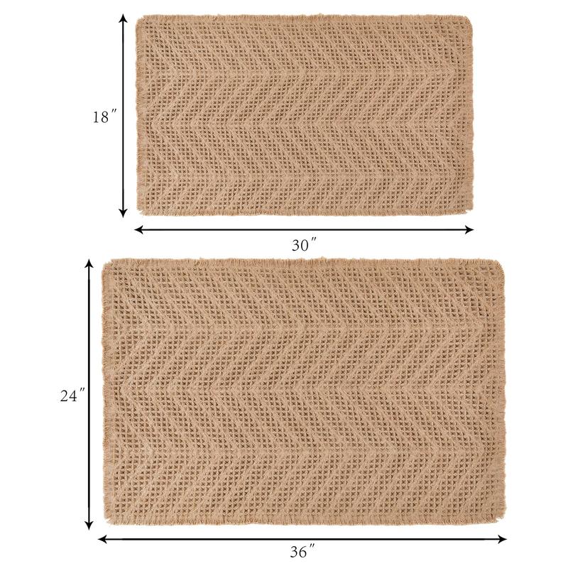 Boho Bathroom Floor Mat, Super Absorbent Non Slip Shower Mats, Quick Dry Bath Mat Towel, Brown, 18 