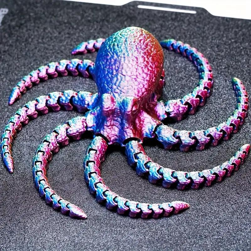 Room Decor Random Color 3D Printed Octopus Design Ornament, 1 Count Lifelike Creative Octopus Decoration, Desktop Decoration for Home Office School Car