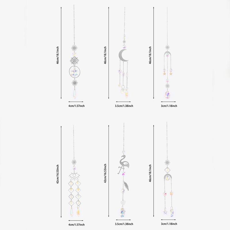 Creative Hanging Decor, 6pcs set Artificial Crystal Suncatcher Hanging Ornament, Sun Catcher Pendant for Home Window Door