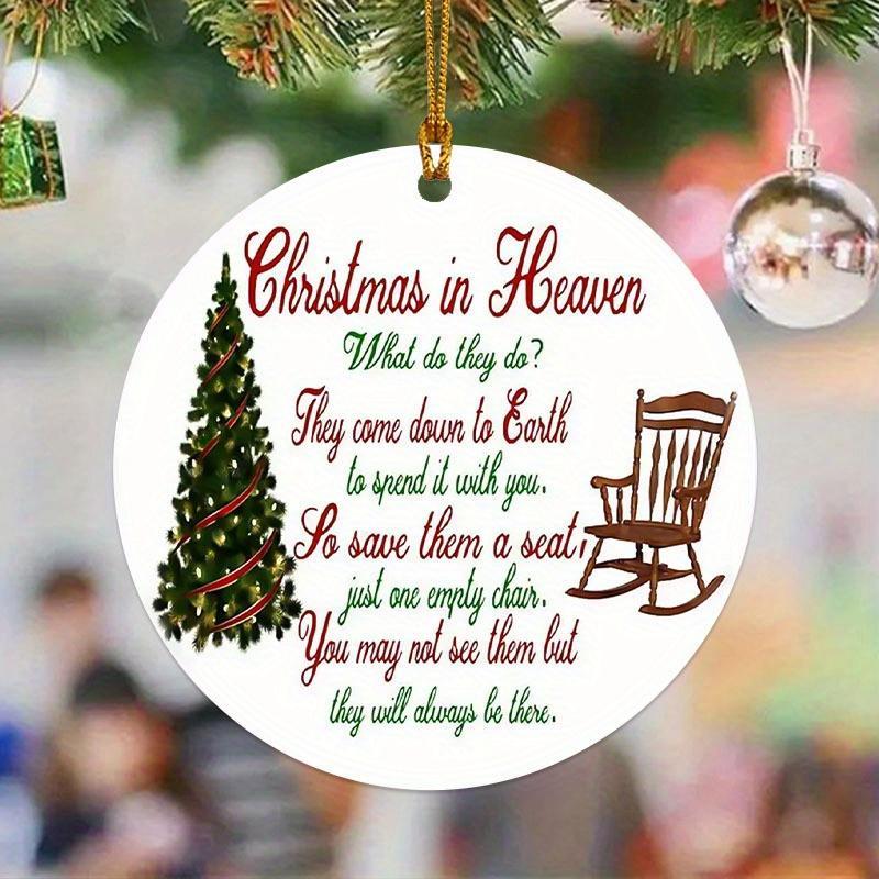 Christmas in Heaven Themed Round Ornament, 1 Count Single-sided Acrylic Memorial Ornament, Festive Decorations, Christmas Tree Decorations, Home Decor