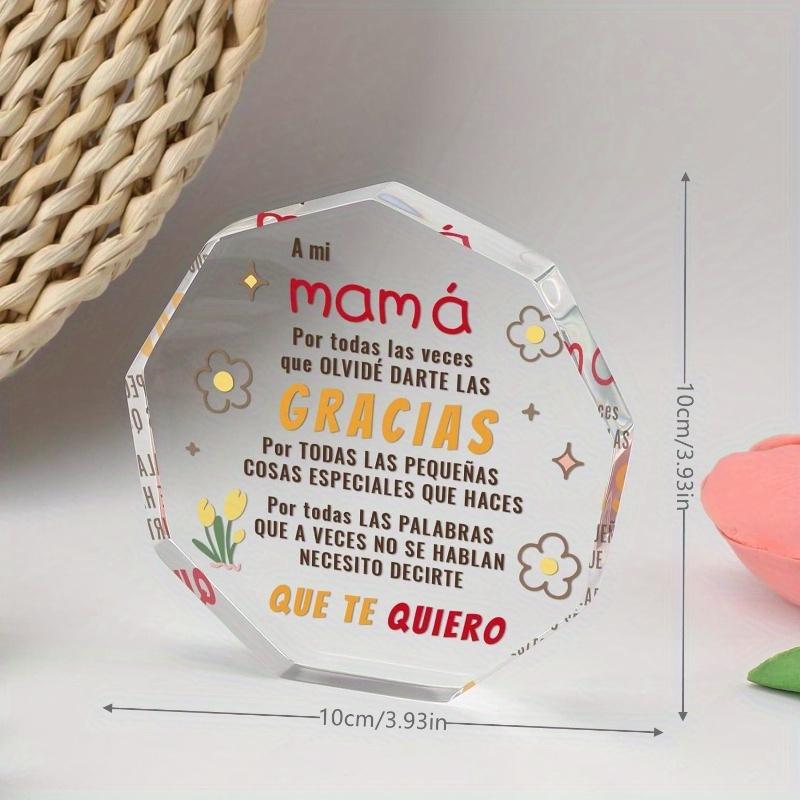 Acrylic Decorative Signs Plaques for Mom in Spanish, Regalos Para Mama, Dia de la Madre Regalos, Spanish Mom Gifts from Daughter Birthday Gifts for Mother, Regalo dia de la madre