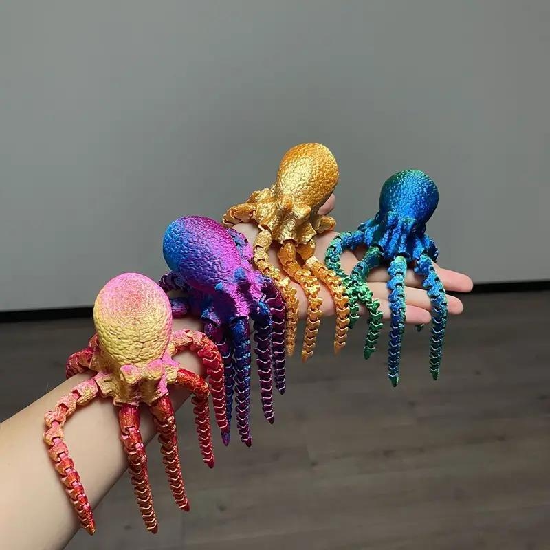 Room Decor Random Color 3D Printed Octopus Design Ornament, 1 Count Lifelike Creative Octopus Decoration, Desktop Decoration for Home Office School Car