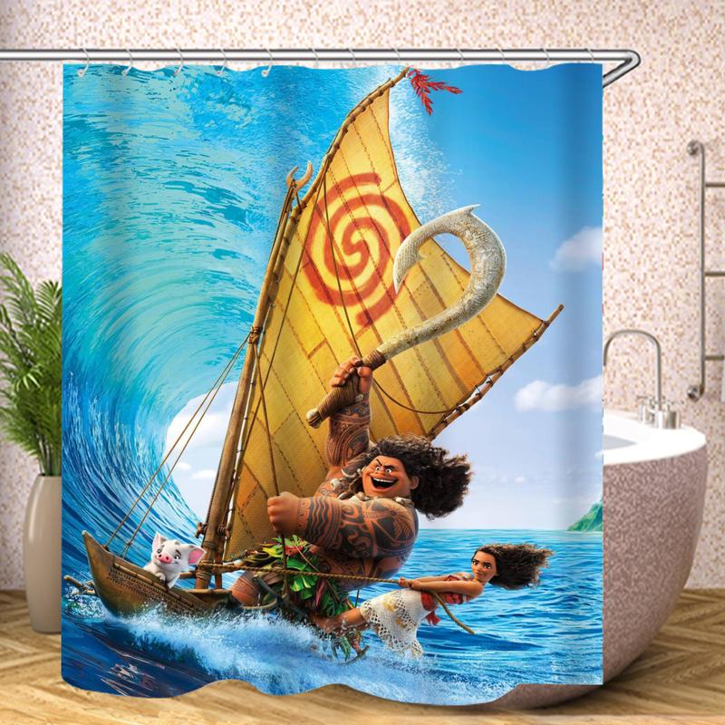 Moana 100% Polyester Bathroom Accessories Shower Curtain  Home Decor Anime Curtains Bath Waterproof Luxury