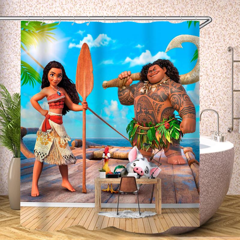 Moana 100% Polyester Bathroom Accessories Shower Curtain  Home Decor Anime Curtains Bath Waterproof Luxury