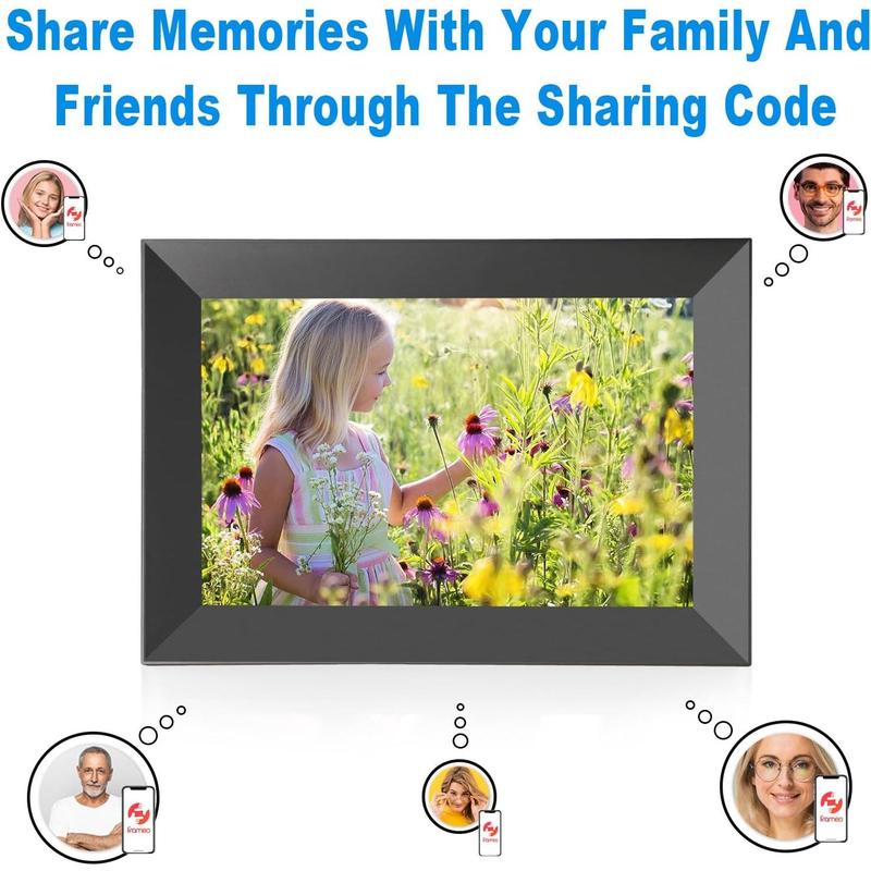 WiFi Digital Picture Frame,10.1 Inch 1280x800 IPS Touch Screen  Photo Frames, Auto-Rotate&Built-in 32GB Memory, Share Photos&Videos from Anywhere Instantly via Free Frameo App,  Black