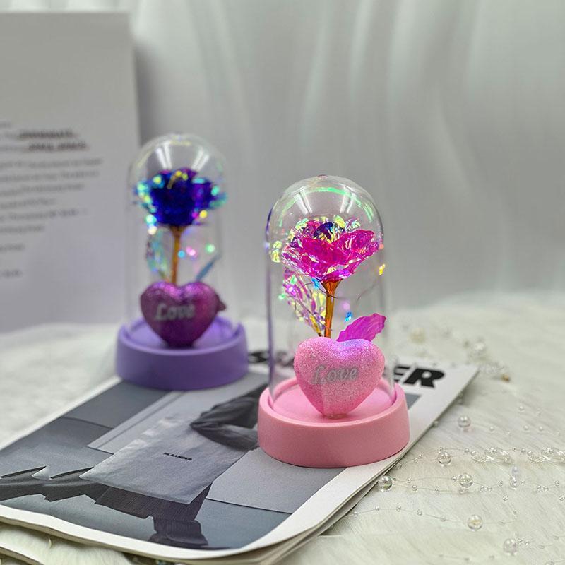 Artificial Flower with Battery & Cover, 1 Count Eternal Flower Decorative Ornament, Romantic Flower Ornament for Home Decor