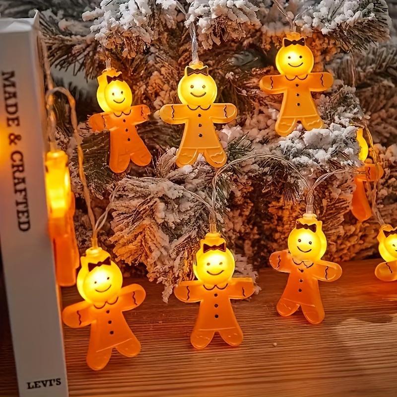 Christmas Gingerbread Man Design LED String Light, 1 Set Battery Powered Hanging Decorative Light Ornaments, Decorative Light for Home Party Festival[without Battery]