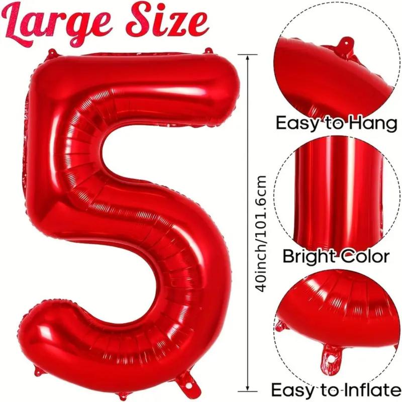 Number  Shaped Balloon, 1 Count Large  Birthday Party Balloon, Party Decoration Supplies for Birthday, Wedding, Anniversary