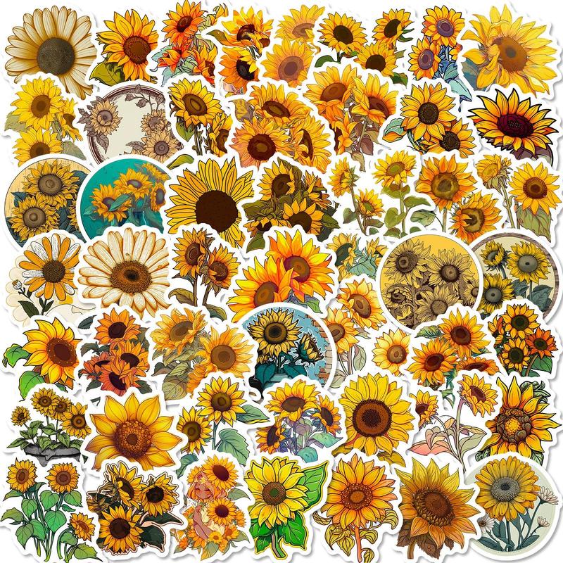 50pcs Cartoon Sunflower Series Sticker, Waterproof Sticker Pack for Wall Water Bottle Skateboard Helmet Car Bike Luggage Laptop, Birthday Decor, Mean Girls Decoration