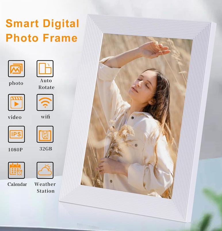 32GB Frameo Digital Frame WiFi Digital Picture Frames Load from Phone,Frameo 10.1 inch Smart WiFi Digital Photo Frame,1280x800 HD IPS LCDTouch Screen,Electronic Picture Frame Auto-Rotate-White