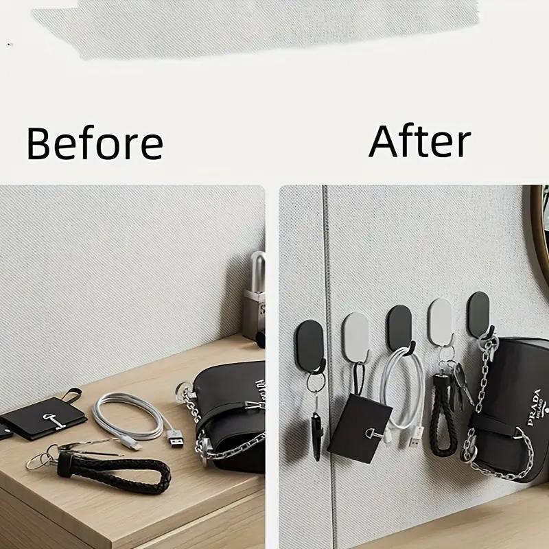 Stainless Steel Wall Hook, 10pcs Self-adhesive Cable Towel Sundries Storage Hook, Multipurpose Hook for Keys, Bathrooms, Showers, Outdoor Kitchens, Doors