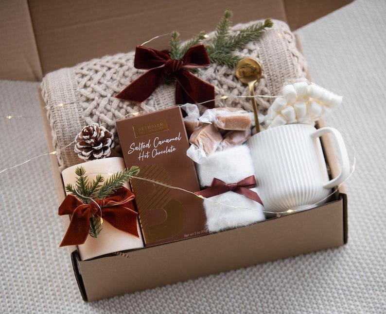 Christmas Gift Box, Winter Care Package For Women Hygge Gift Box Warm Cozy Gift Winter Gift Basket Sending Hugs Gift Box Women Winter Gifts Cozy Care Package