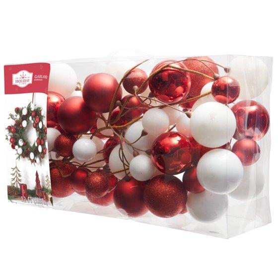 Red & White Shatterproof Christmas Ball Ornaments 50 Count Lightweight Eye Decoration