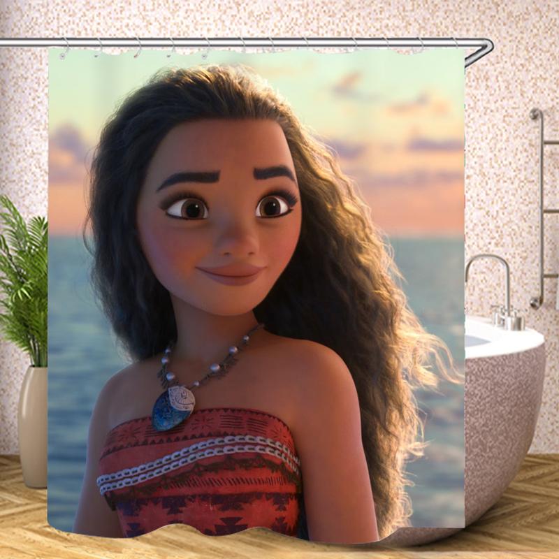 Moana 100% Polyester Bathroom Accessories Shower Curtain  Home Decor Anime Curtains Bath Waterproof Luxury