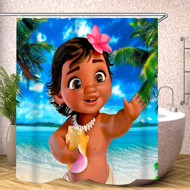 Moana 100% Polyester Bathroom Accessories Shower Curtain  Home Decor Anime Curtains Bath Waterproof Luxury