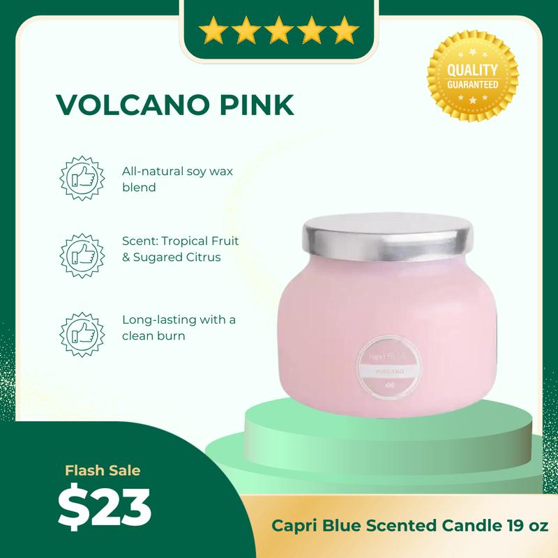 Capri Blue Volcano Scented Candle - 19oz Blue Signature Jar Candle with Soothing Soy Wax Blend - Burn Time is 85 Hours | Ornaments | Home Decoration