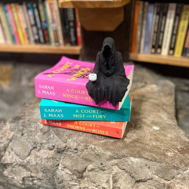 Grim reaper sipping tea bookshelf decor-3D printed - perfect for book lovers! Figurine Hand