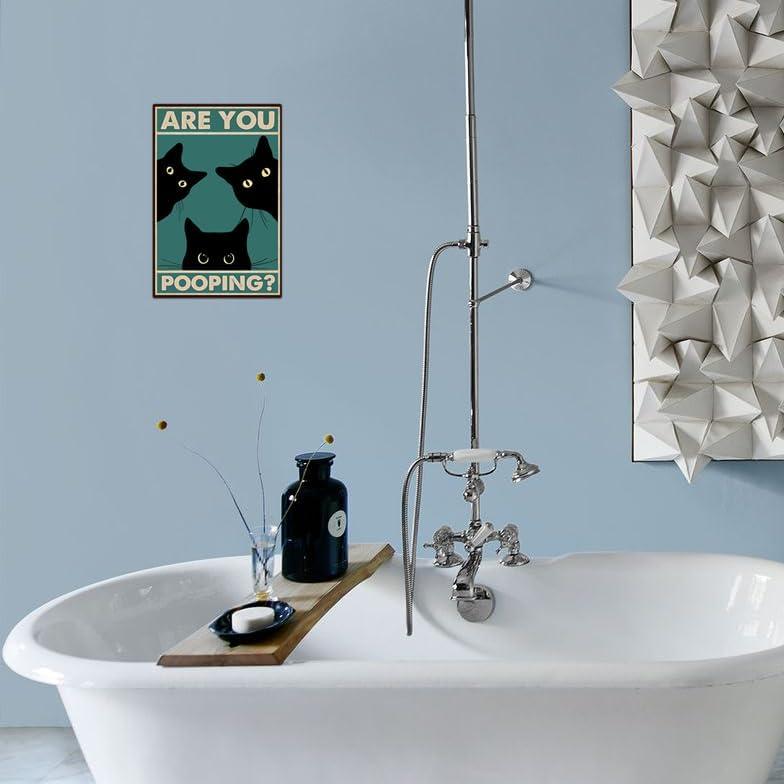 Black Cat Are You Pooping Funny Tin Signs Bathroom Wall Decor 8 x 12 Inch (918)