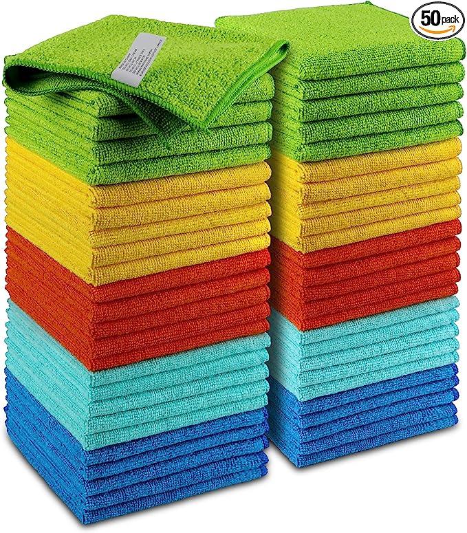 Microfiber Cleaning Cloths-50 PK, Premium All-Purpose Car Cloth, Lint Free Dusting Cloth Cleaning Rags, Absorbent Cleaning Towel for Cars, SUVs, House, Kitchen, Window, Gifts(12in.x12in.) marshalls toweldress