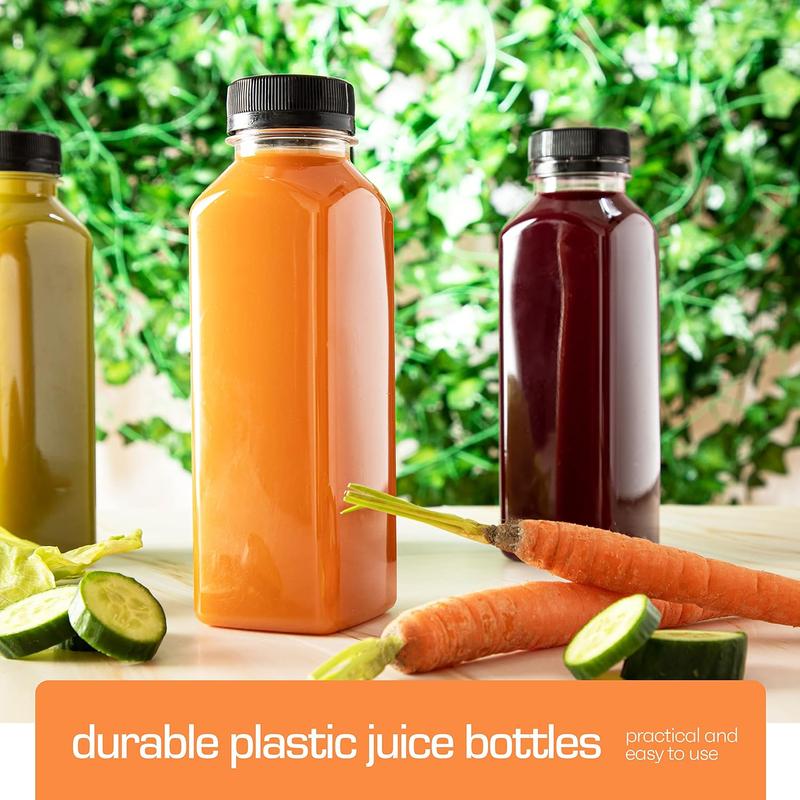 12oz Plastic Bottles With Caps - 12 Pack Empty Juice Bottles For Juicing -  Clear Reusable Bottles With Lids For Fridge - drink container