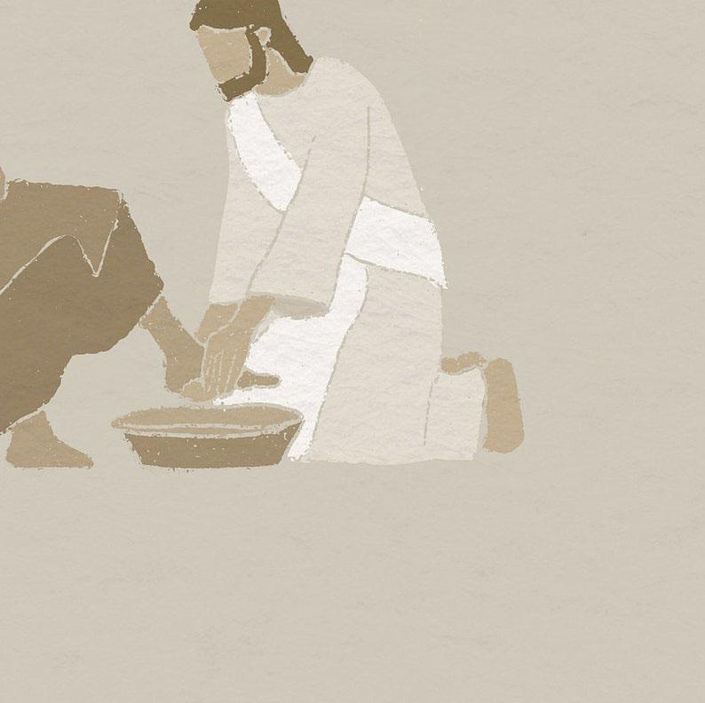 Jesus Washing Feet, Last Supper Bible Art, Christian Minimalist Modern Bible Verse Jesus print Wall Art Bible Sketches Gift, Christian wall art