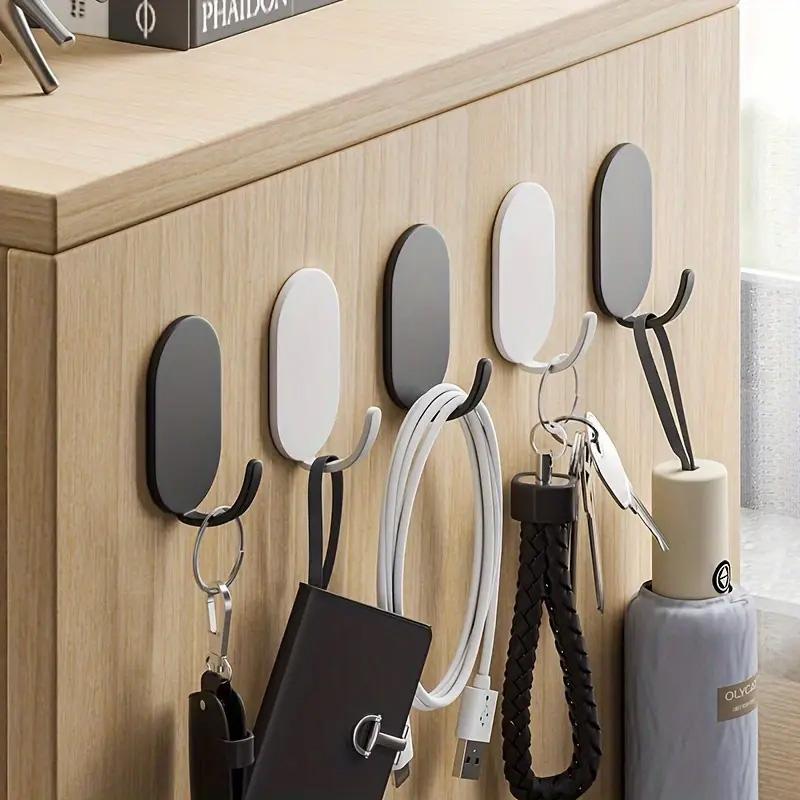 Stainless Steel Wall Hook, 10pcs Self-adhesive Cable Towel Sundries Storage Hook, Multipurpose Hook for Keys, Bathrooms, Showers, Outdoor Kitchens, Doors