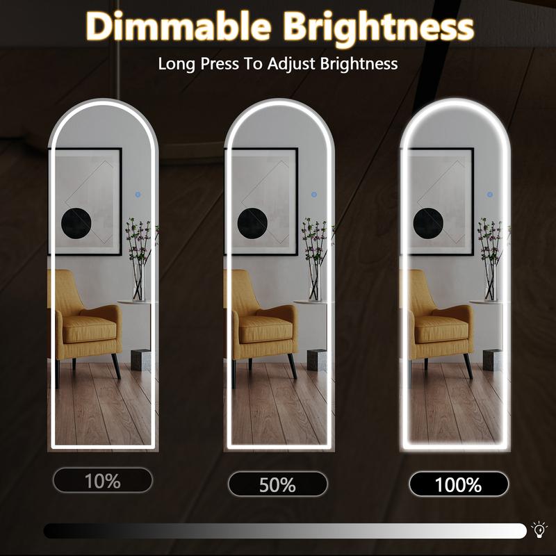 Sweet Furniture S Floor Mirror Stand Mirror Full Length with LED Lights, Floor Mirror Dimming & 3 Color Lighting, Large Mirror Full Length Aluminum Alloy Thin Frame for Bedroom, Dressing Room