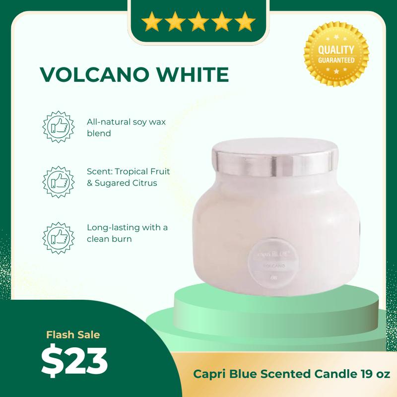 Capri Blue Volcano Scented Candle - 19oz Blue Signature Jar Candle with Soothing Soy Wax Blend - Burn Time is 85 Hours | Ornaments | Home Decoration