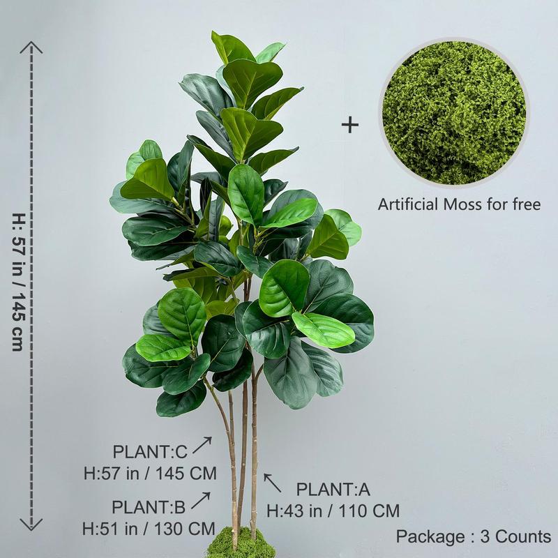 Artificial Ficus Tree without Pot, Tropical Fake Plant, Faux Plant, Decorative Plant for Home Garden Decor, Home Decor Supplies, Room Decor, Home Accessories