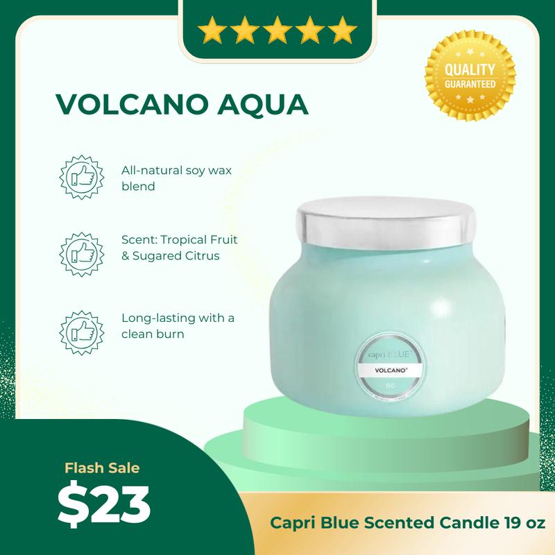 Capri Blue Volcano Scented Candle - 19oz Blue Signature Jar Candle with Soothing Soy Wax Blend - Burn Time is 85 Hours | Ornaments | Home Decoration