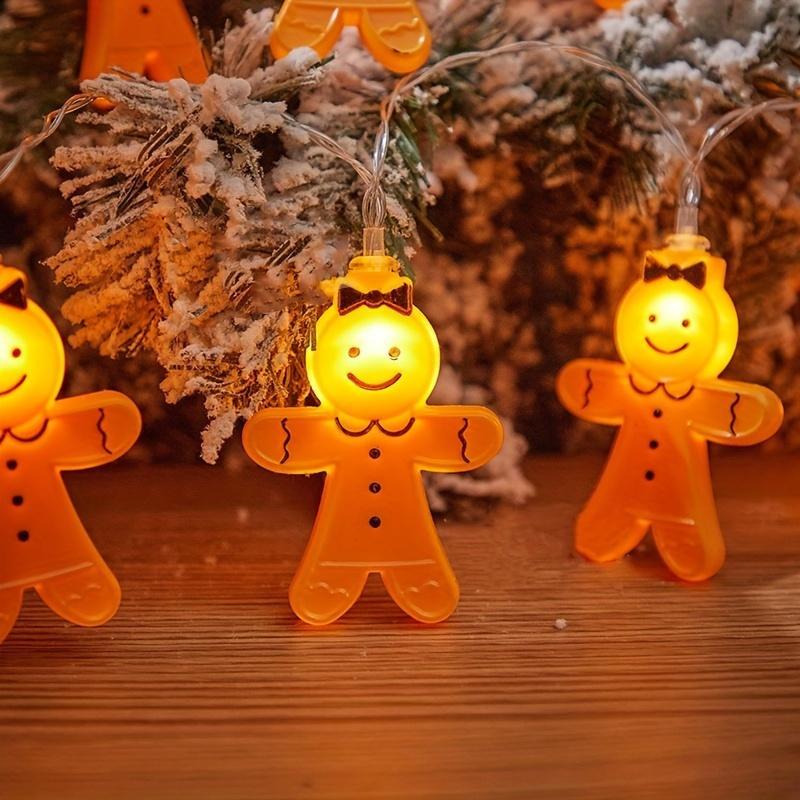 Christmas Gingerbread Man Design LED String Light, 1 Set Battery Powered Hanging Decorative Light Ornaments, Decorative Light for Home Party Festival[without Battery]