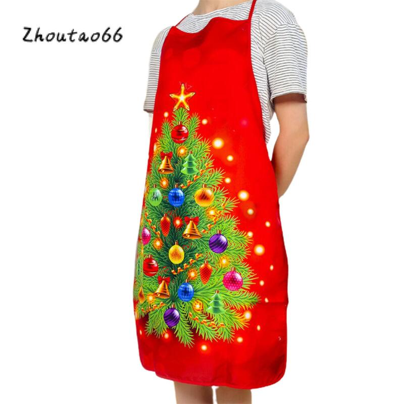 Christmas Apron with Cartoon Print, Adjustable Strap Home Kitchen Cooking Party Supplies