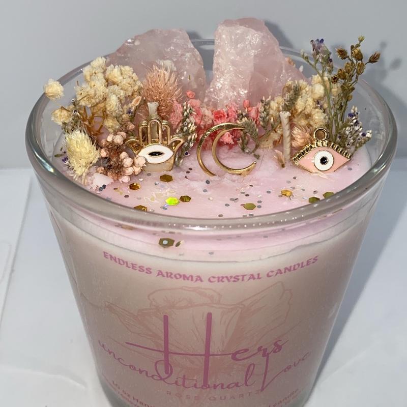 Hers Unconditional Love Rose Quartz Candle