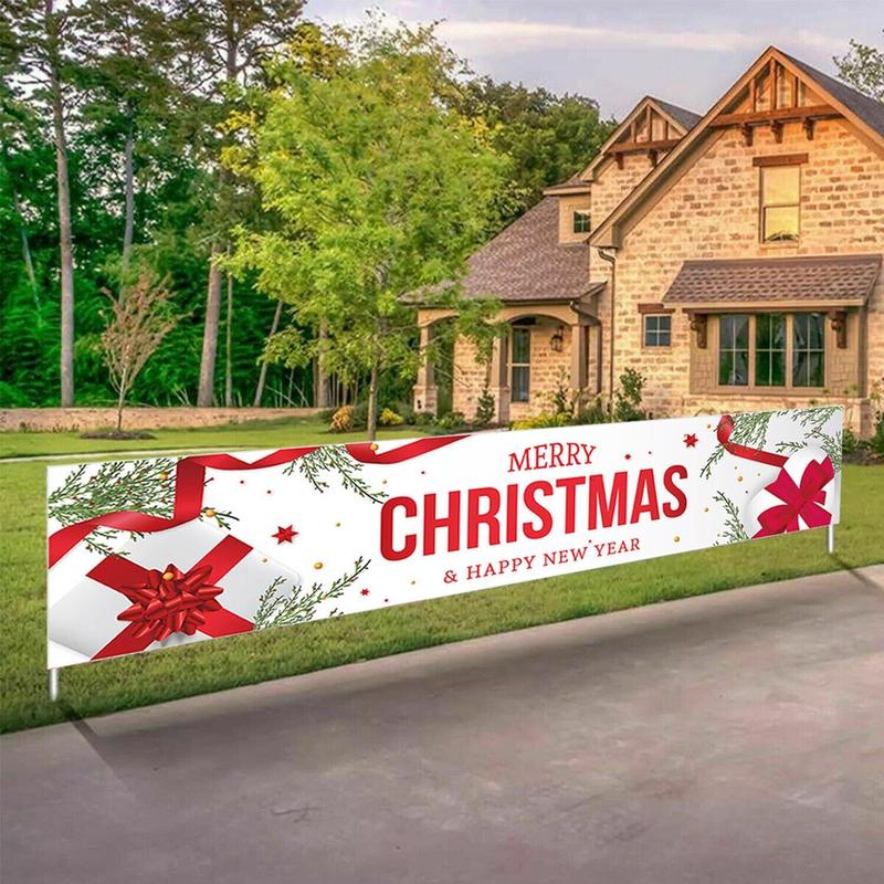 Large 6ft Merry Christmas Banner Sign Santa Claus Xmas Outdoor Garden Decoration Hanging Backdrop Garage Prop Ornaments