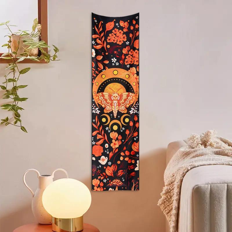 Mushroom Flower Butterfly Moon Phase Pattern Tapestry, Home Decor Accessories Psychedelic Wall Art Hanging Blanket, Wall Decor, Bedroom Accessories