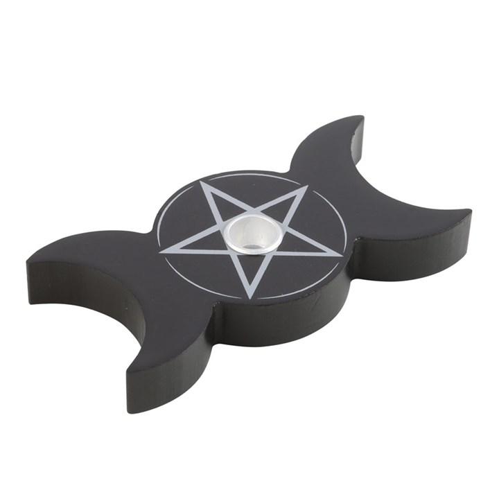 Black and White Triple Moon Spell Candle Holder for Witchcraft