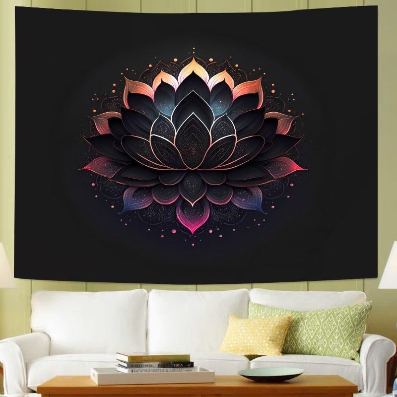 Lotus Pattern Tapestry, Soft Wall Decor Tapestry with Hanging Accessories, Wall Art for Home Living Room Bedroom University Dormitory