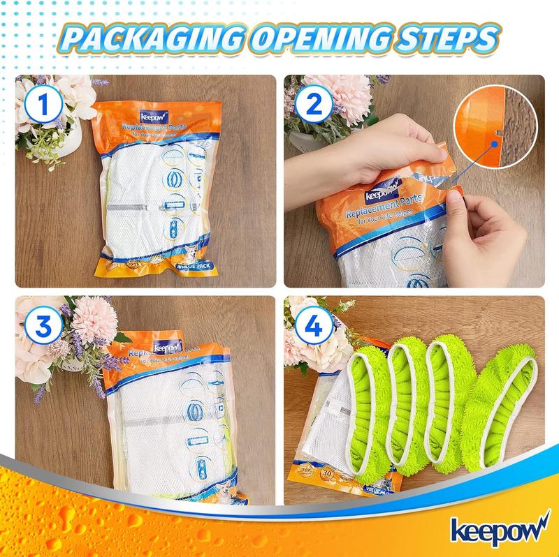 KEEPOW 5702M Microfiber Chenilles Pads for All 17*5 Inches Flat Mop 4 2 Pcs