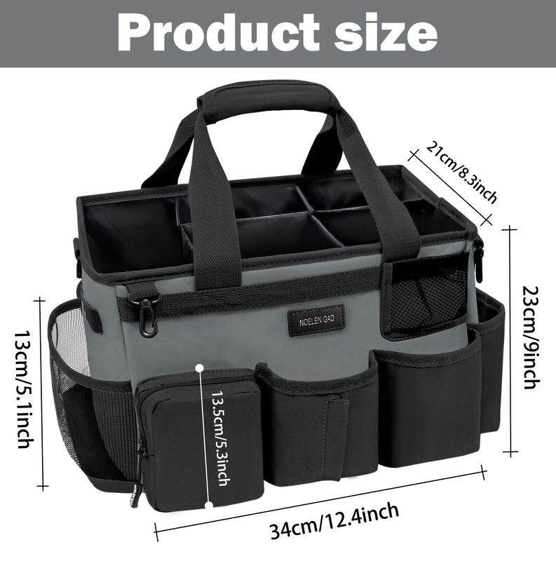 Grey wearable cleaning bag suitable for butler sink and car cleaning tools with 5 foldable partitions for organizing storage bags Adjustable Organiser