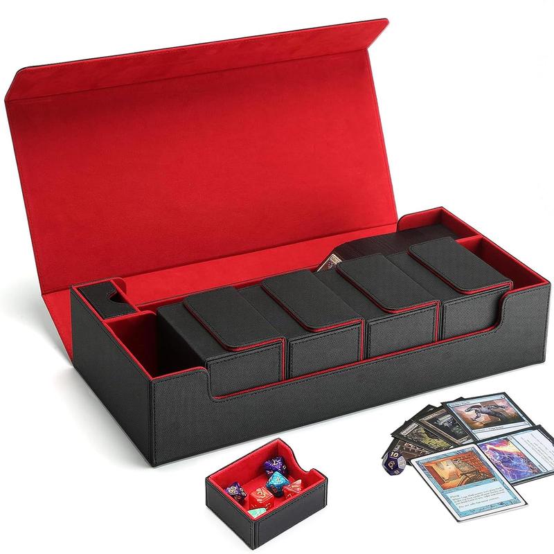 Premium Trading Card Storage Box  Holds 800+ Sleeved Cards for , Yu-Gi-Oh, Pokémon & Sports Cards - Leather Organizer with Strong Magnet Closure