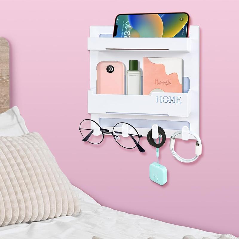 Floating Shelves for Bedside Shelf Accessories Organizer, Wall Mount Self Stick On, Cute Room Decor Aesthetic, Girls Room Decor, Cool Stuff for Bedroom Storage and Organization, Bedside Wall Organizer CHENYAOAI