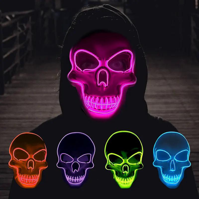 Neon Mask LED Light Up Party Masks The Purge Election Year Great Funny Mask Festival Cosplay Costume Supplies Glow Dark Skeleton Halloween