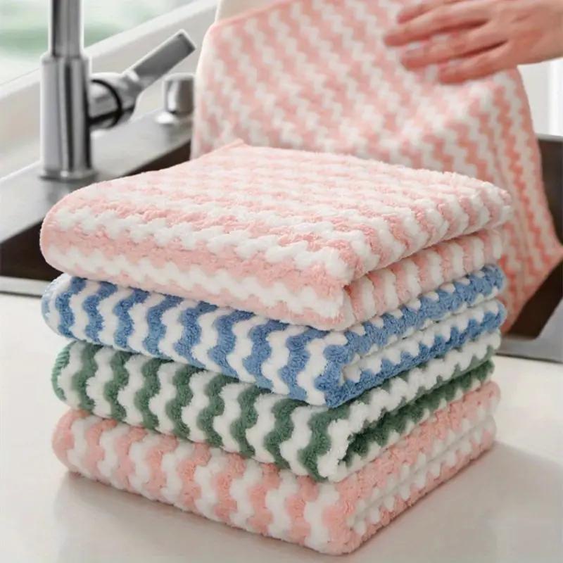 Absorbent Oil-Free Dishcloth: Cationic Kitchen Cleaning, Rainbow Design, Thickened Table Cloth - Viscose Polyester Fiber